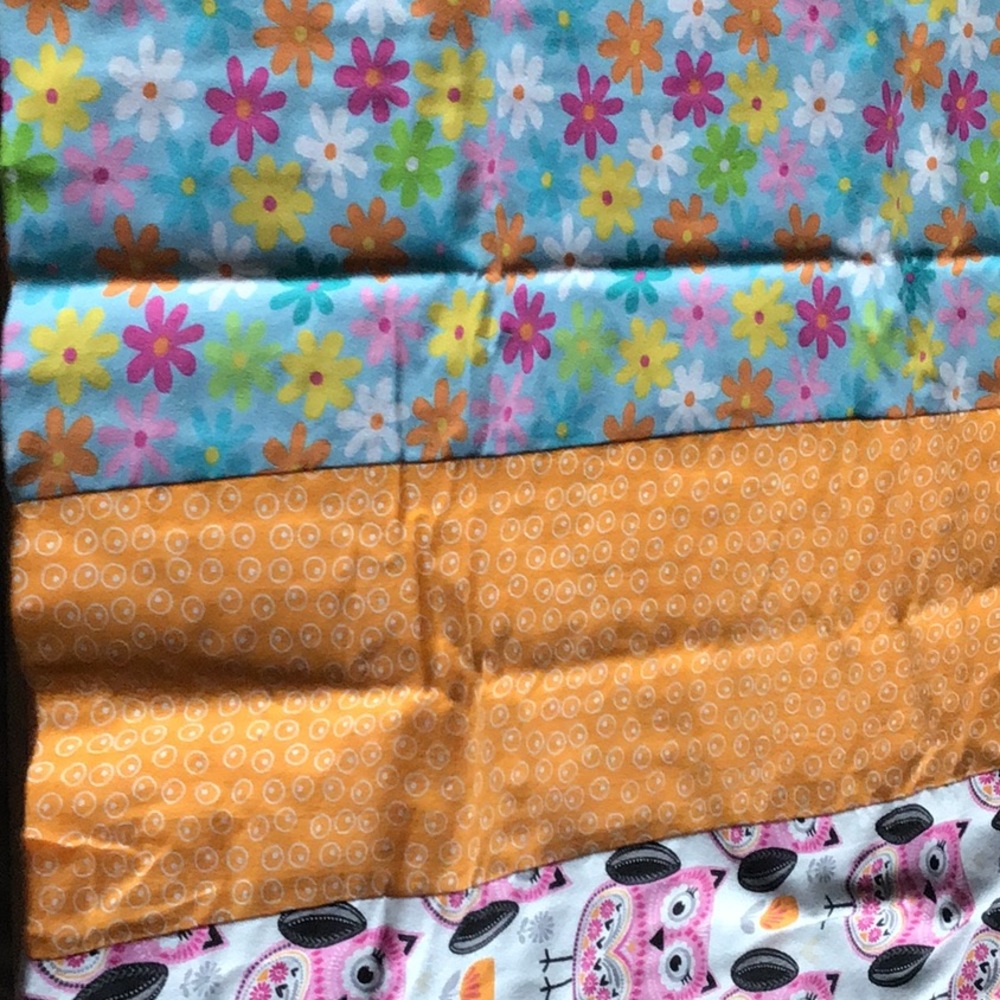 Owl orange pink mismatched Flannel pillowcase new